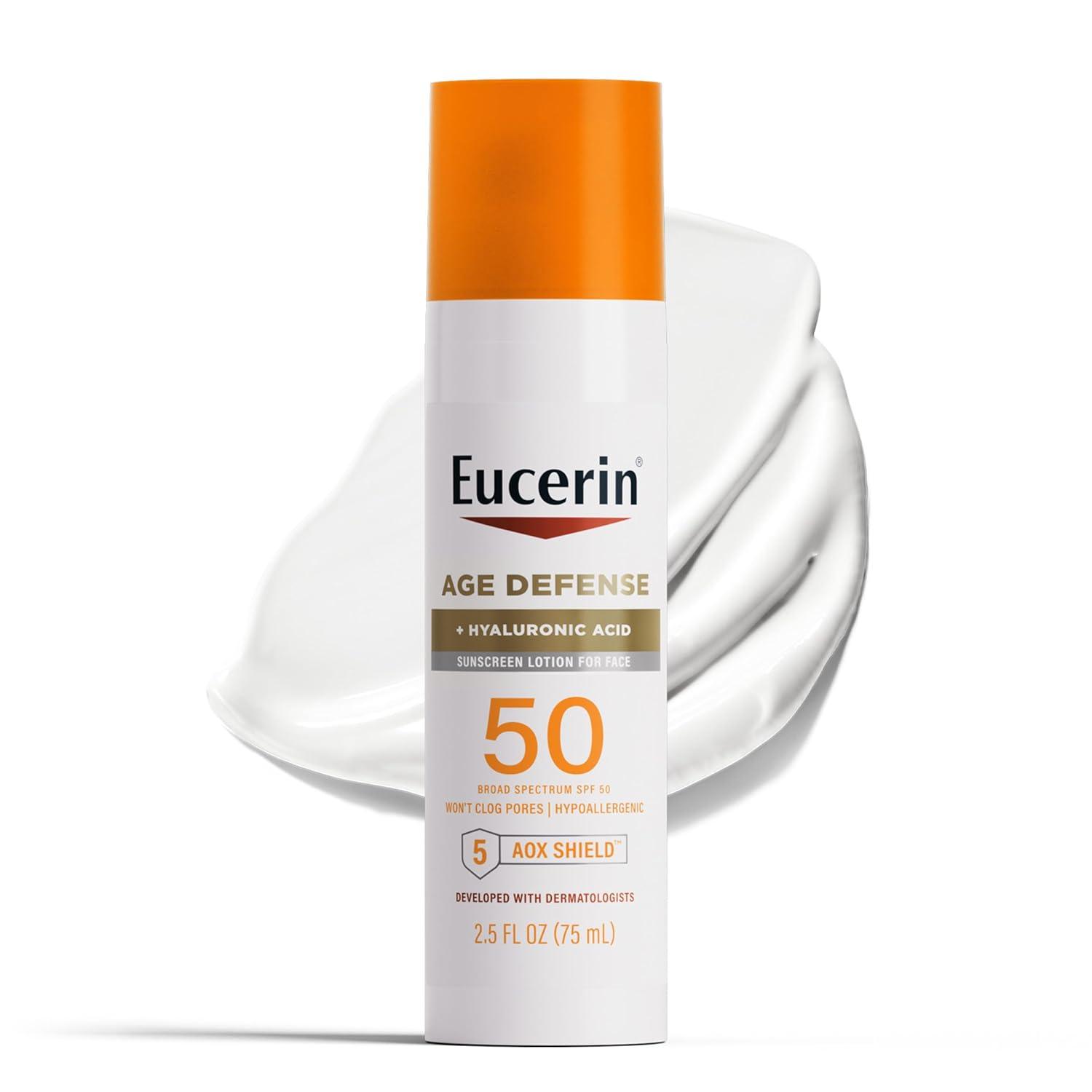 Eucerin - Age Defense SPF 50 Face Sunscreen Lotion + Hyaluronic Acid ...