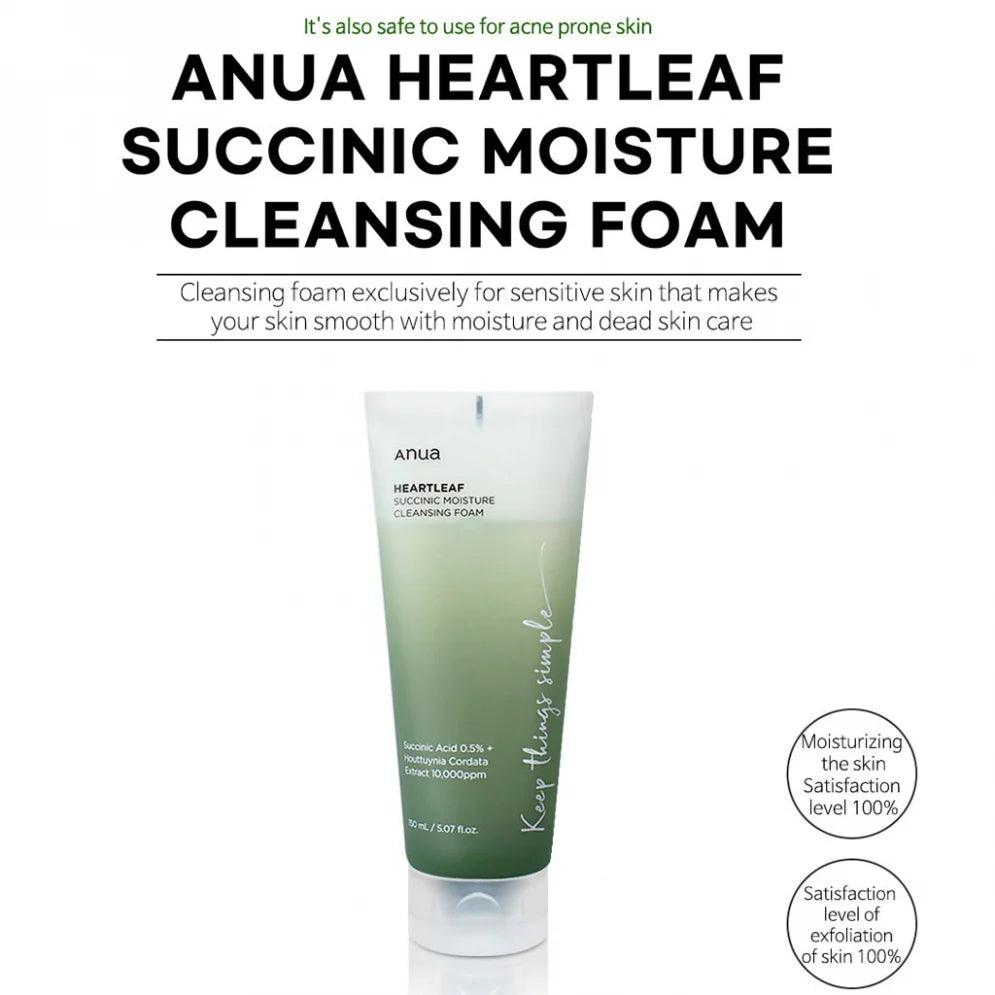 Anua - Heartleaf Succinic Moisture Cleansing Foam - 150ml - Cosmetic Holic