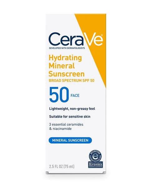 Cerave - Hydrating Mineral Sunscreen SPF 50 Face Lotion - 75ml - Cosmetic Holic