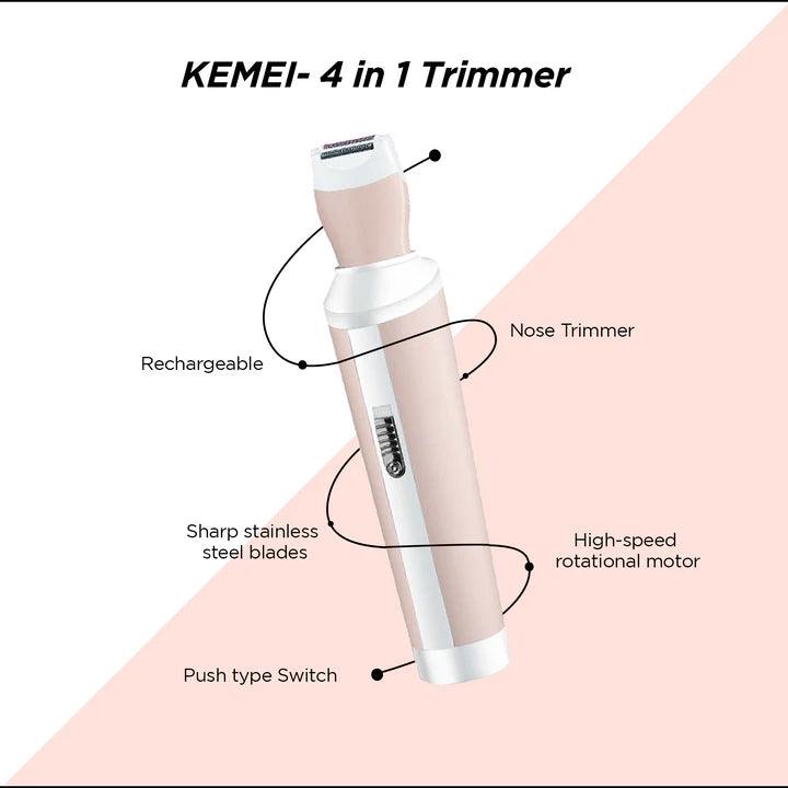 Kemei-4 In 1 Professional Trimmer-(KM-3024) - Cosmetic Holic