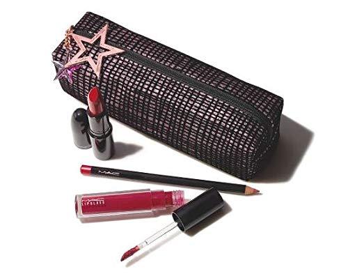 MAC - Starlit Lip Bag Red Lipstick-Lipglass-Lip Pencil Set with Makeup Bag - Cosmetic Holic