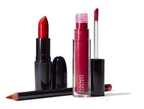 MAC - Starlit Lip Bag Red Lipstick-Lipglass-Lip Pencil Set with Makeup Bag - Cosmetic Holic