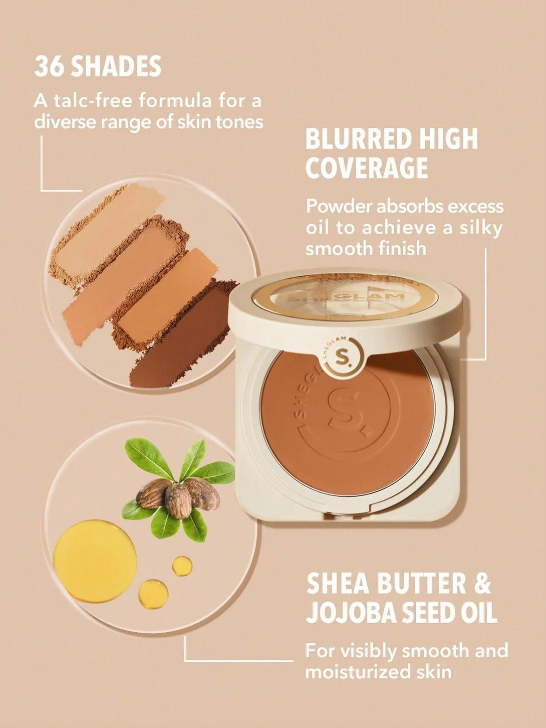 Sheglam - SKIN-FOCUS HIGH COVERAGE POWDER FOUNDATION - NUDE - Cosmetic Holic